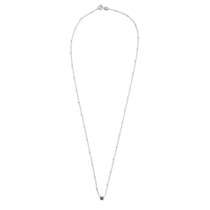 Bamboo necklace with silver block